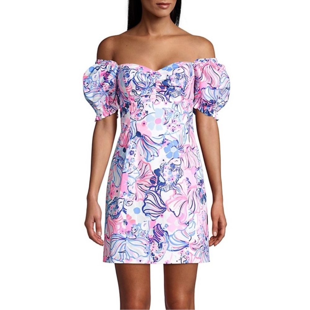 Lilly Pulitzer‎ Keisha Stretch Dress Off the Shoulder Prosecco Pink Size 10